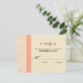 :custom: Carte de réponse en damas corail/crème (Debout devant)