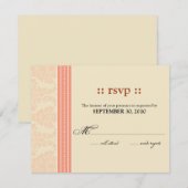 :custom: Carte de réponse en damas corail/crème (Devant / Derrière)