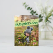 Custom Carte photo St Patrick's Day Cute Shamrock (Debout devant)