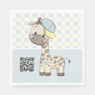 Custom Cartoon Baby Boy Giraffe Paper Napkin Servet