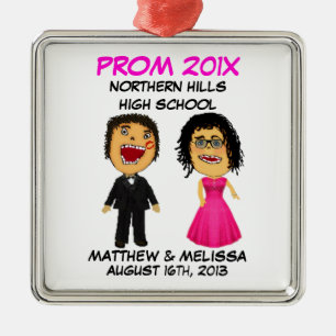 Custom Cartoon Prom Paar Metalen Ornament