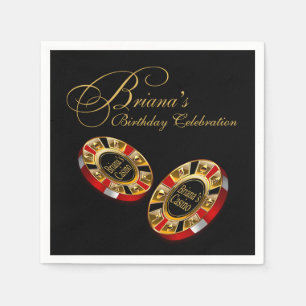 CUSTOM Casino Style Party VRAAG ME 4 NAMEN IN CHIP Servet