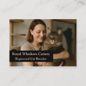 Custom Cat Breeder Business Card with Photo  Visitekaartje (Voorkant)