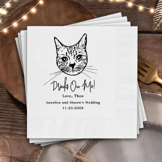 Custom Cat Cocktail Napkins Wedding Servet