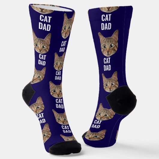 Custom Cat Dad Sokken Cat Face Sokken Cat Lover Gi (Gebogen)