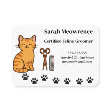 Custom Cat Groomer Business Card – Cute Paw Print 