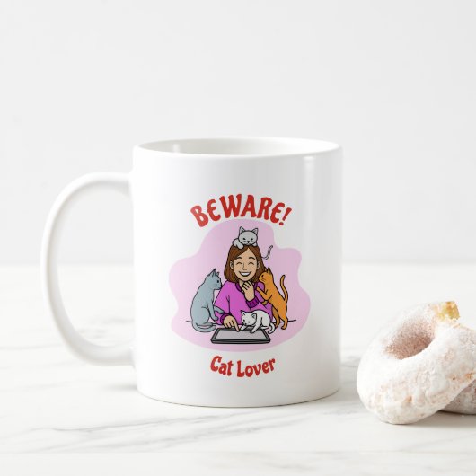 Custom Cat Lover Mug – Personalized Gift (Avec donut)