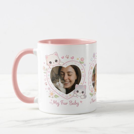 Custom Cat Lover Mug with 3 Photos | Personalized  (Gauche)