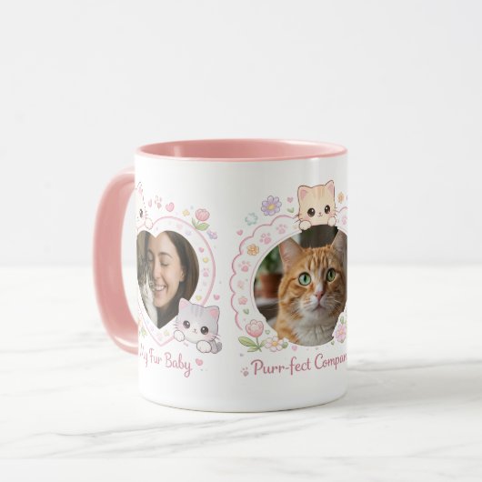 Custom Cat Lover Mug with 3 Photos | Personalized  Mok (Voorkant links)