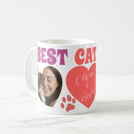 Custom Cat Mom Photo Mug Koffiemok (Voorkant links)