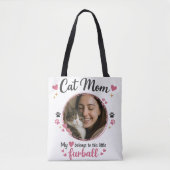 Custom Cat Mom Tote Bag with Photo (Devant)