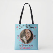 Custom Cat Mom Tote Bag with Photo (Devant)