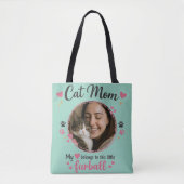 Custom Cat Mom Tote Bag with Photo (Devant)