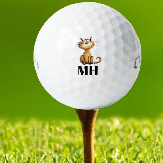 Custom Cat Monogrammed Golfballen