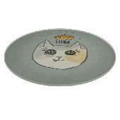 Custom Cat Name Art - Chubby White Cat with Crown Snijplank (Hoek)