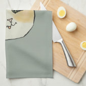 Custom Cat Name Art - Chubby White Cat with Crown Theedoek (Quarter Fold)