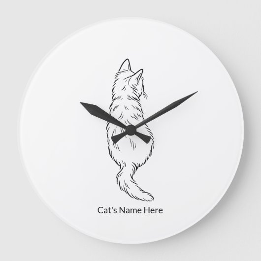 Custom Cat Name Wall Clock Grote Klok (Voorkant)