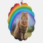 Custom Cat on Rainbow  Ornament Kaart (Links)