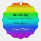 Custom Cat on Rainbow  Ornament Kaart (Achterkant)