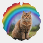 Custom Cat on Rainbow  Ornament Kaart (Voorkant)