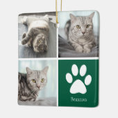 Custom Cat Photo Collage Cute Green Christmas Keramisch Ornament (Links)