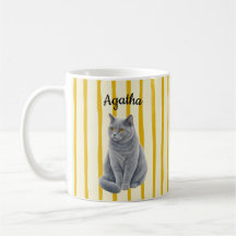 Custom Cat Photo Mug, Personalized Cat Name Coffee