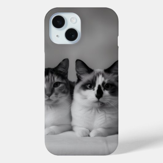 Custom Cat Portrait iPhone 15 Slim Fit Case (Achterkant)