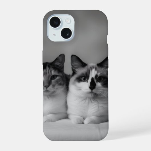 Custom Cat Portrait iPhone 15 Slim Fit Case  Hoesje (Achterkant)