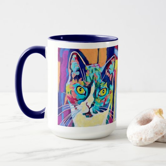 Custom Cat Portrait Painting - Forever Loved Pet Mok (Met donut)
