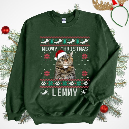 Custom Cat Ugly Christmas Sweatshirt with Photo