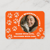 Custom Cattery Business Card – Orange  Visitekaartje (Voorkant)