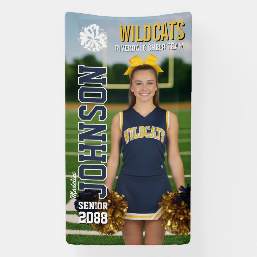 Custom Cheerleading Senior Cheer Homecoming Game Spandoek (Verticaal)