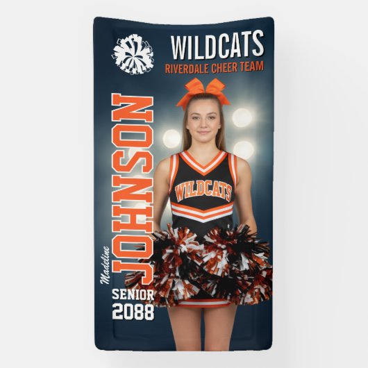 Custom Cheerleading Senior Cheer Team Photo Spandoek (Verticaal)