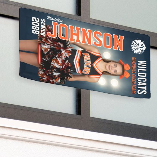 Custom Cheerleading Senior Cheer Team Photo Spandoek (Buitenkant Gebouw)
