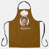 Custom Chef met Foto & Naam Koken Gift Brown Schort (Voorkant)