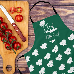Custom Chef met naam Green & White Chef Pet Schort