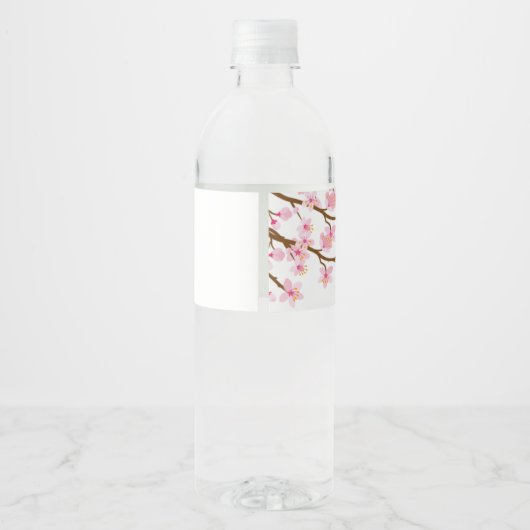 Custom Cherry Blossom Theme Waterfles Etiket (Achterkant)