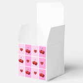 Custom Cherry Heart Checkerboard Pattern Bedankdoosjes (Geopend)