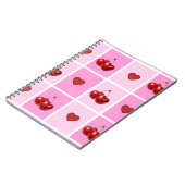 Custom Cherry Heart Checkerboard Pattern Notitieboek (Linkerzijde)