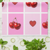 Custom Cherry Heart Checkerboard Pattern Theedoek (Gevouwen)