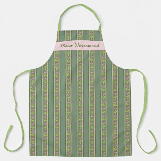 CUSTOM Cherry Lime Ditsy Floral pin Stripe Schort (Voorkant)