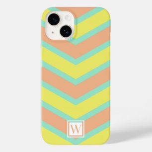 Custom Chevron Monogram Zacht Sinaasappel Geel Cya Case-Mate iPhone 14 Hoesje