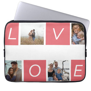 Custom Chic Love 4 Photo Collage Laptop Mouw Sleeve