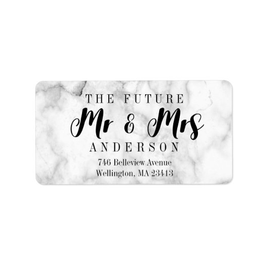 Custom Chic Marble The Future Mr en Mrs Script Etiket (Voorkant)