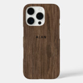 Custom Chic Moderne Retro Donkerbruine Houtkorrel Case-Mate iPhone Case (Achterkant)