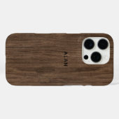 Custom Chic Moderne Retro Donkerbruine Houtkorrel Case-Mate iPhone Case (Achterkant (horizontaal))