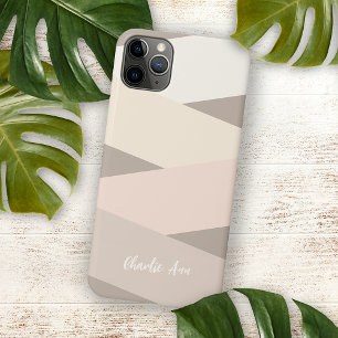 Custom Chic Natuurlijke Tan Beige Taupe Ivoor Stri iPhone 11 Pro Max Hoesje