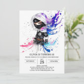Custom Chic Ninja Meisje Verjaardag Kaart (Staand voorkant)