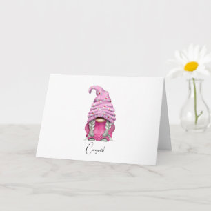 Custom Chic Roze Gnome Afstuderen Kaart