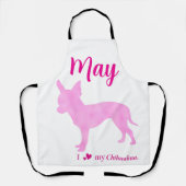 Custom Chihuahua Apron Pastel Pink Silhouette Schort (Voorkant)